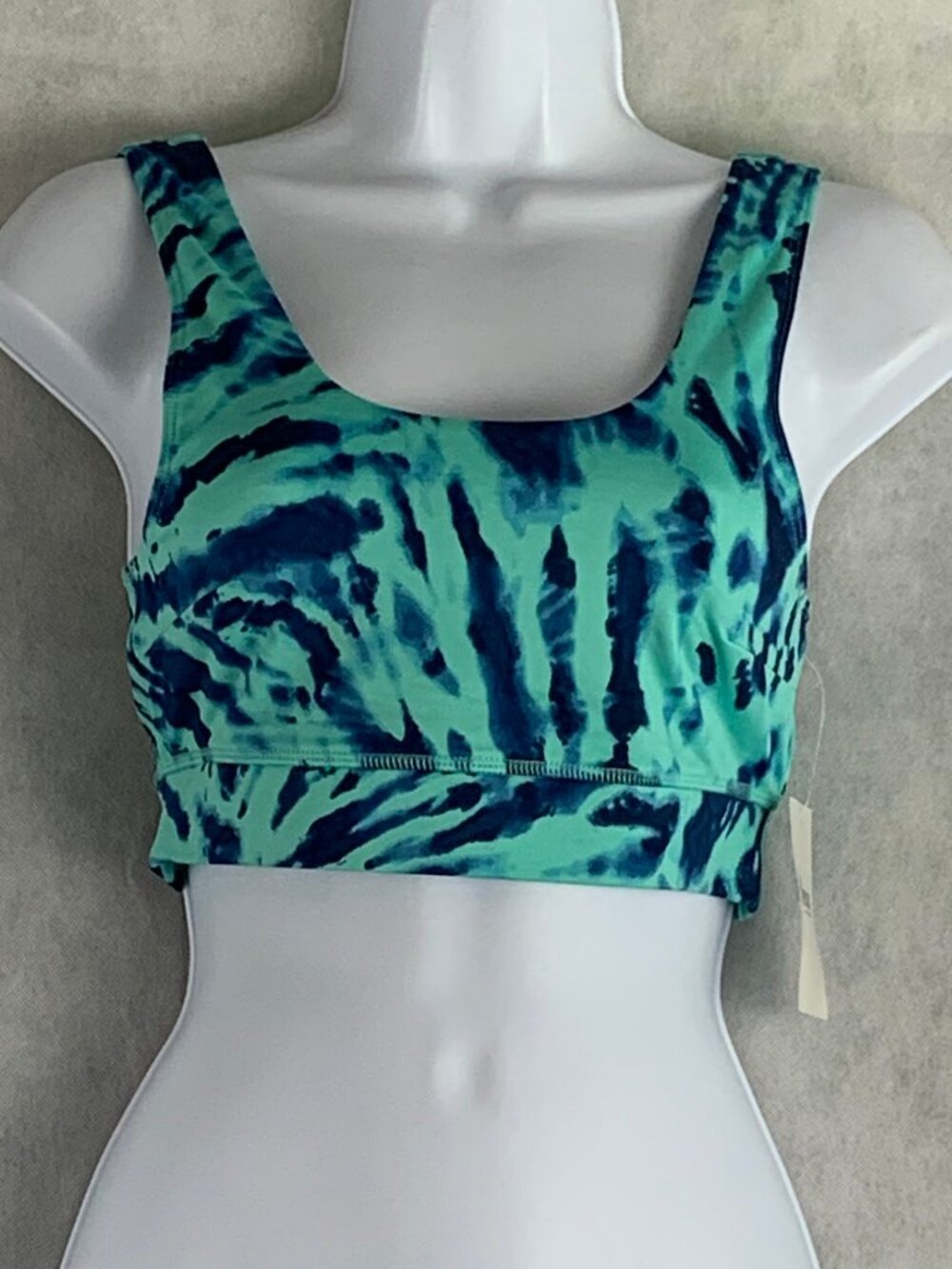 Jenni Women's Square-Neck Pullover Bralette, Aqua Blue Multi Tie Dye, Small